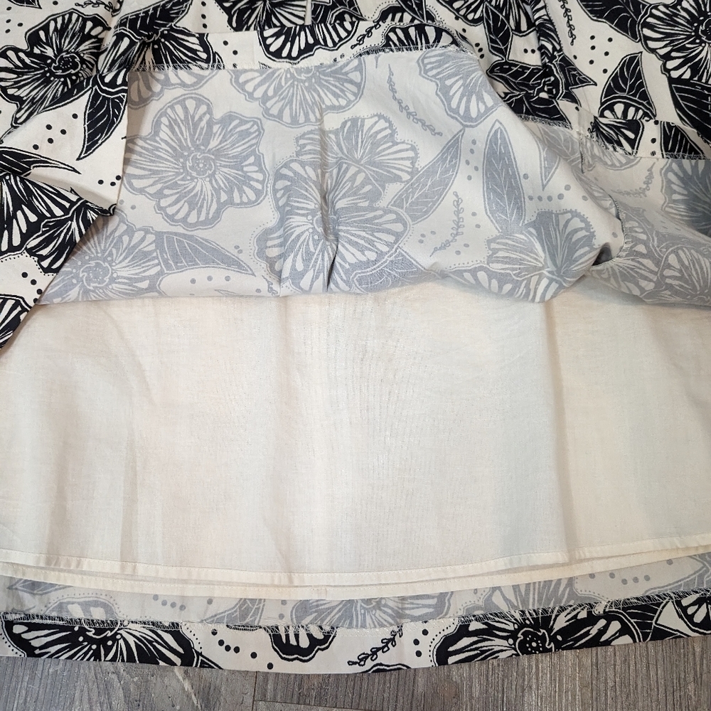 Charter Club women's knee length A-Line skirt white with black floral pleated 10 - Picture 8 of 12